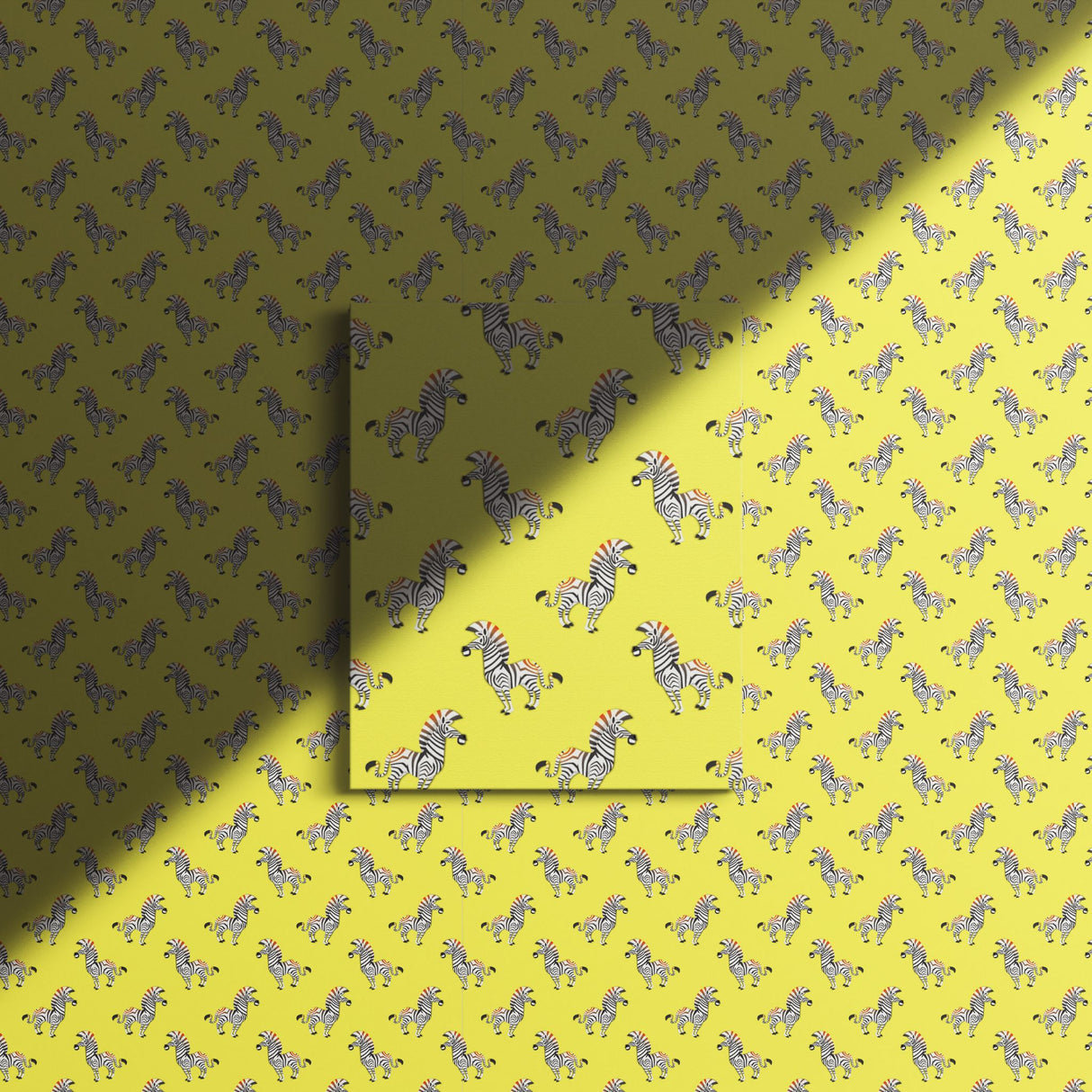 Tiny Trotters | Bold Bright Yellow Maximalist Zebra Wallpaper Wallpaper Sckribbles