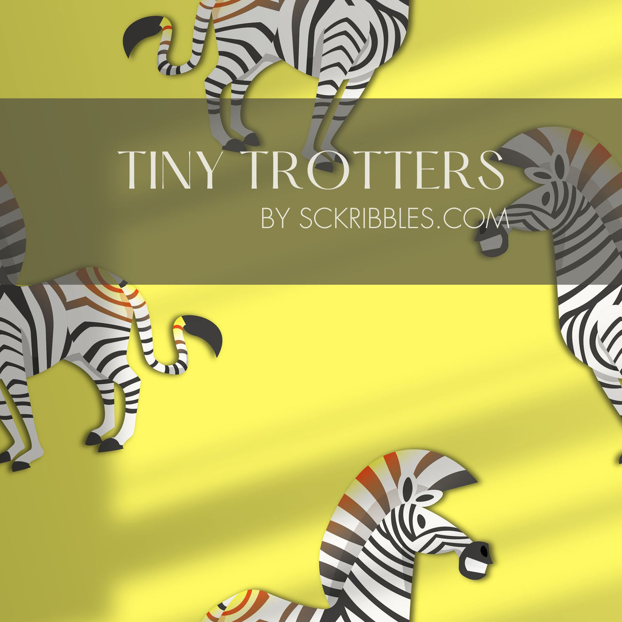 Tiny Trotters | Bold Bright Yellow Maximalist Zebra Wallpaper Wallpaper Sckribbles