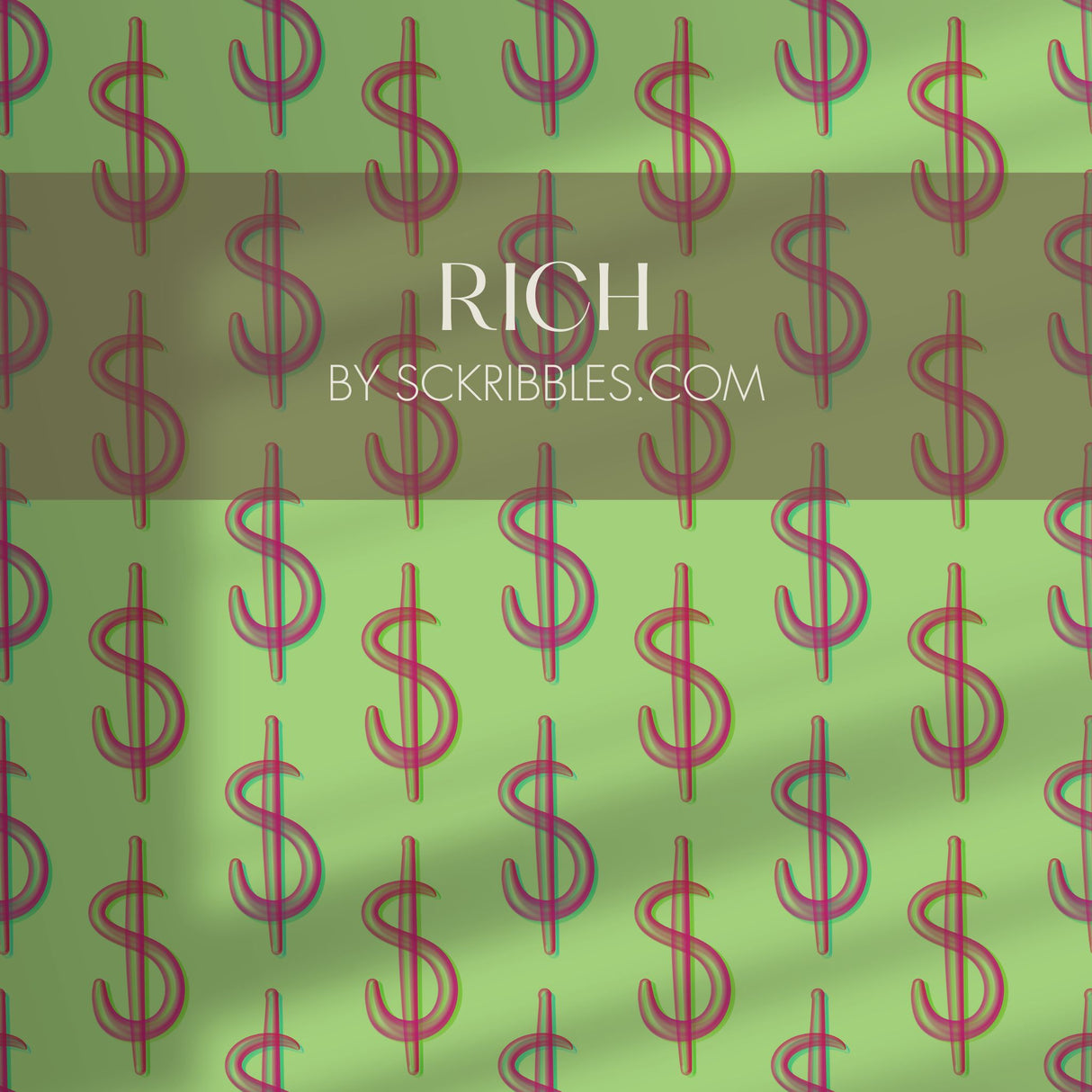 Trust Fund | Maximalist Colorful Dollar Sign Money Bubble Wallpaper Wallpaper Sckribbles Traditional - (Non-Woven) Sample 14'' x 14'' / 35 x 35 cm Rich