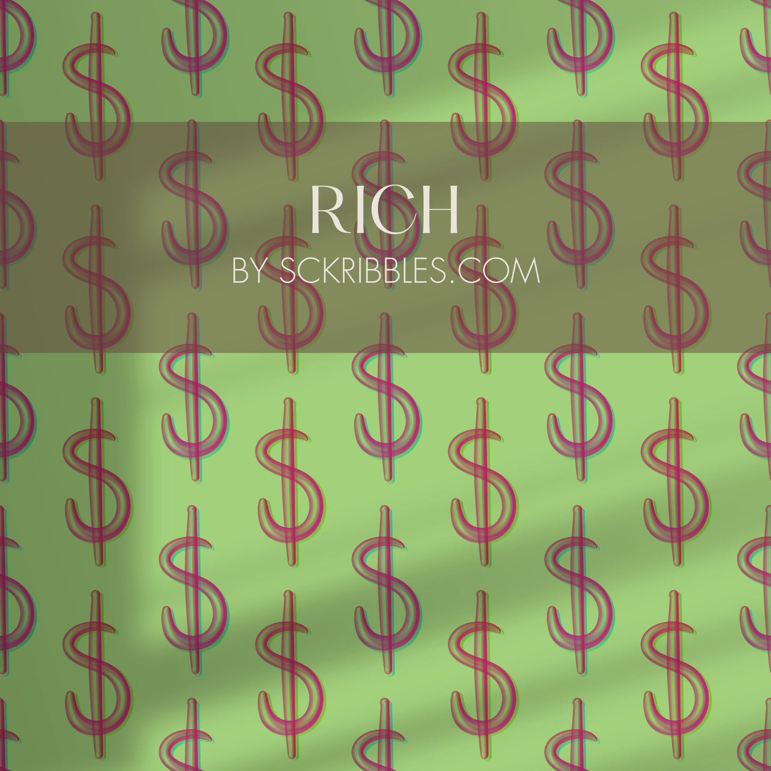 Trust Fund | Maximalist Colorful Dollar Sign Money Bubble Wallpaper Wallpaper Sckribbles Traditional - (Non-Woven) Sample 14'' x 14'' / 35 x 35 cm Rich