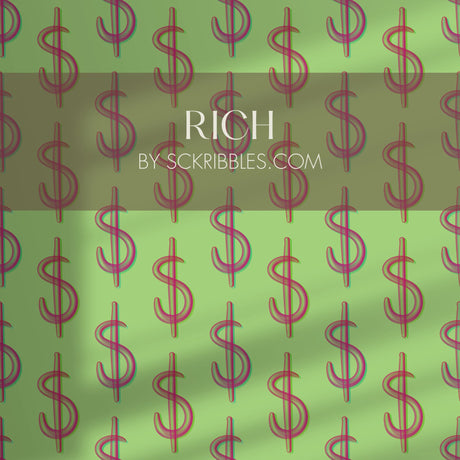Trust Fund | Maximalist Colorful Dollar Sign Money Bubble Wallpaper Wallpaper Sckribbles Traditional - (Non-Woven) Sample 14'' x 14'' / 35 x 35 cm Rich