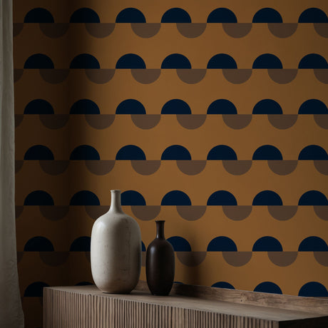 Modern Spheres | Retro Contemporary Abstract Geometrical Semi-Circles Wallpaper Wallpaper Sckribbles