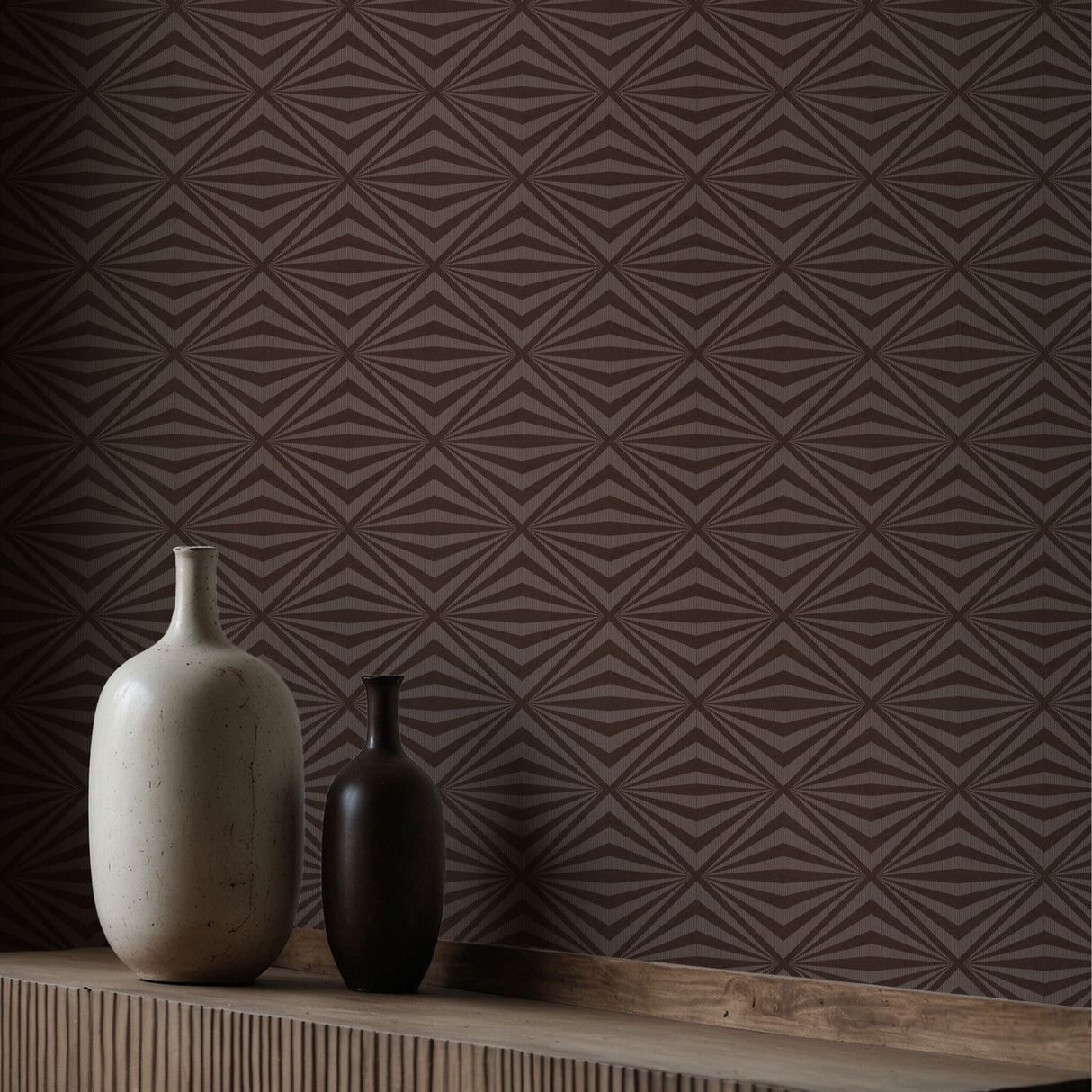 Spike Theory | Brown Geometrical Masculine Art Deco Wallpaper Wallpaper Sckribbles