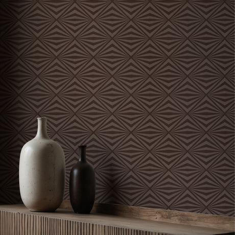 Spike Theory | Brown Geometrical Masculine Art Deco Wallpaper Wallpaper Sckribbles