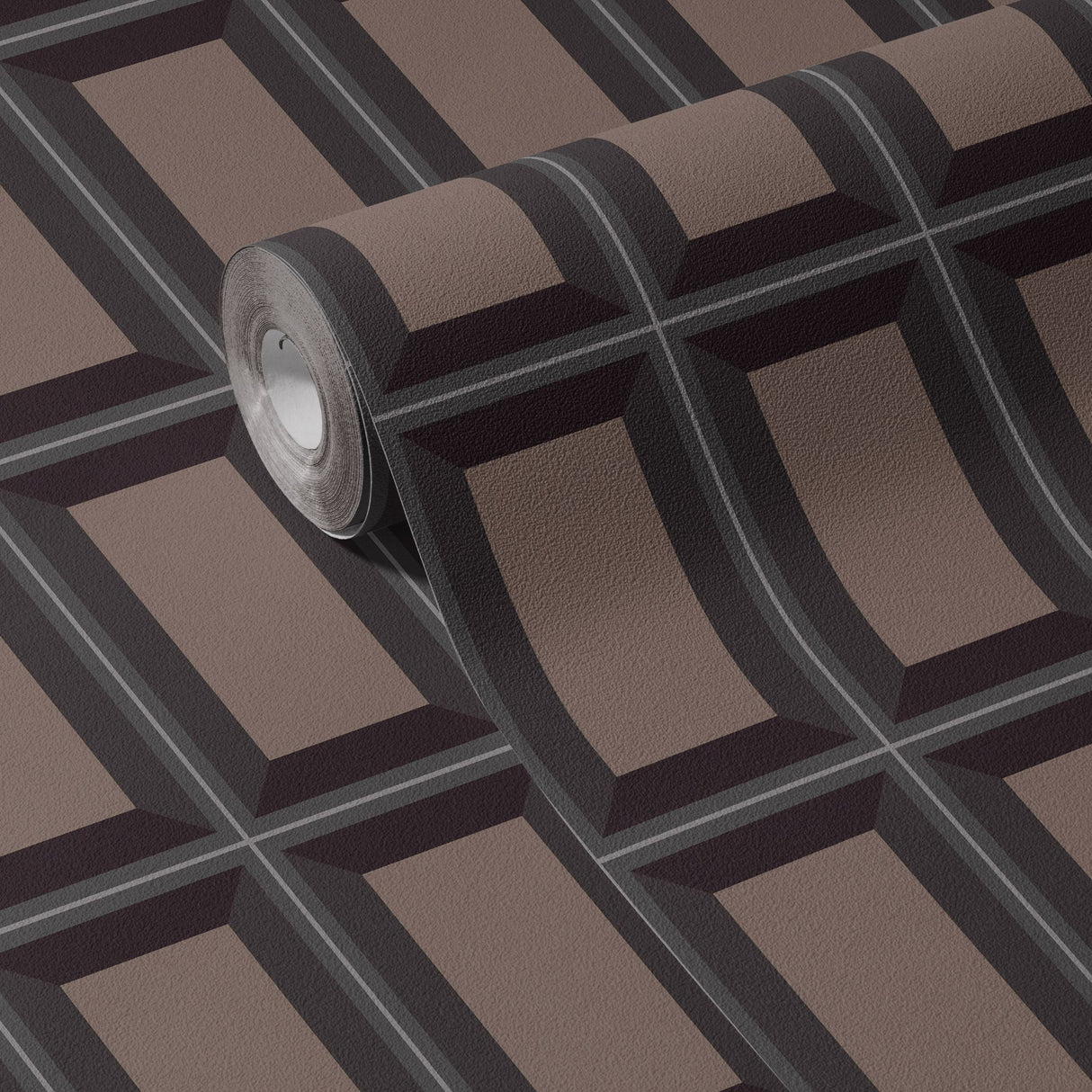 Boxed Brilliance | Brown Geometrical Rectangular Masculine Wallpaper Wallpaper Sckribbles