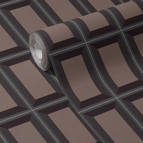 Boxed Brilliance | Brown Geometrical Rectangular Masculine Wallpaper Wallpaper Sckribbles