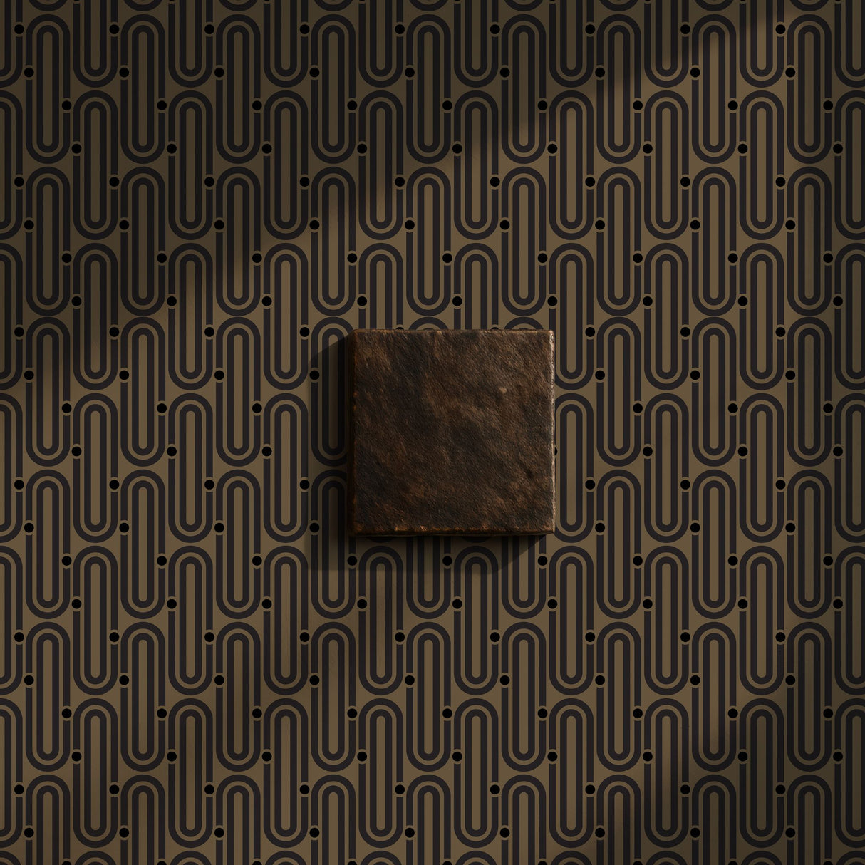 Deco Mod | Brown Geometrical Ellipse Art Deco Wallpaper Wallpaper Sckribbles