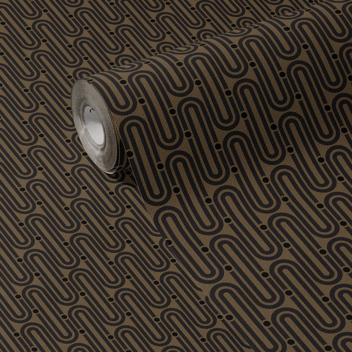 Deco Mod | Brown Geometrical Ellipse Art Deco Wallpaper Wallpaper Sckribbles
