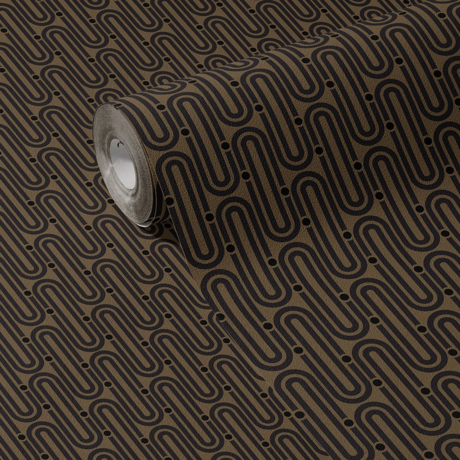 Deco Mod | Brown Geometrical Ellipse Art Deco Wallpaper Wallpaper Sckribbles