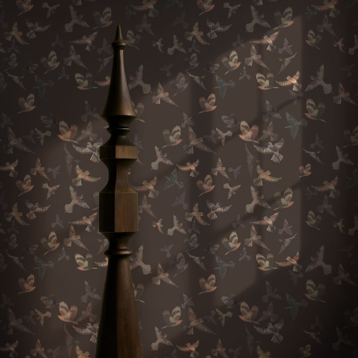 Dreamy Birds | Dark Moody Muted Whimsical Bird Wallpaper Wallpaper Sckribbles