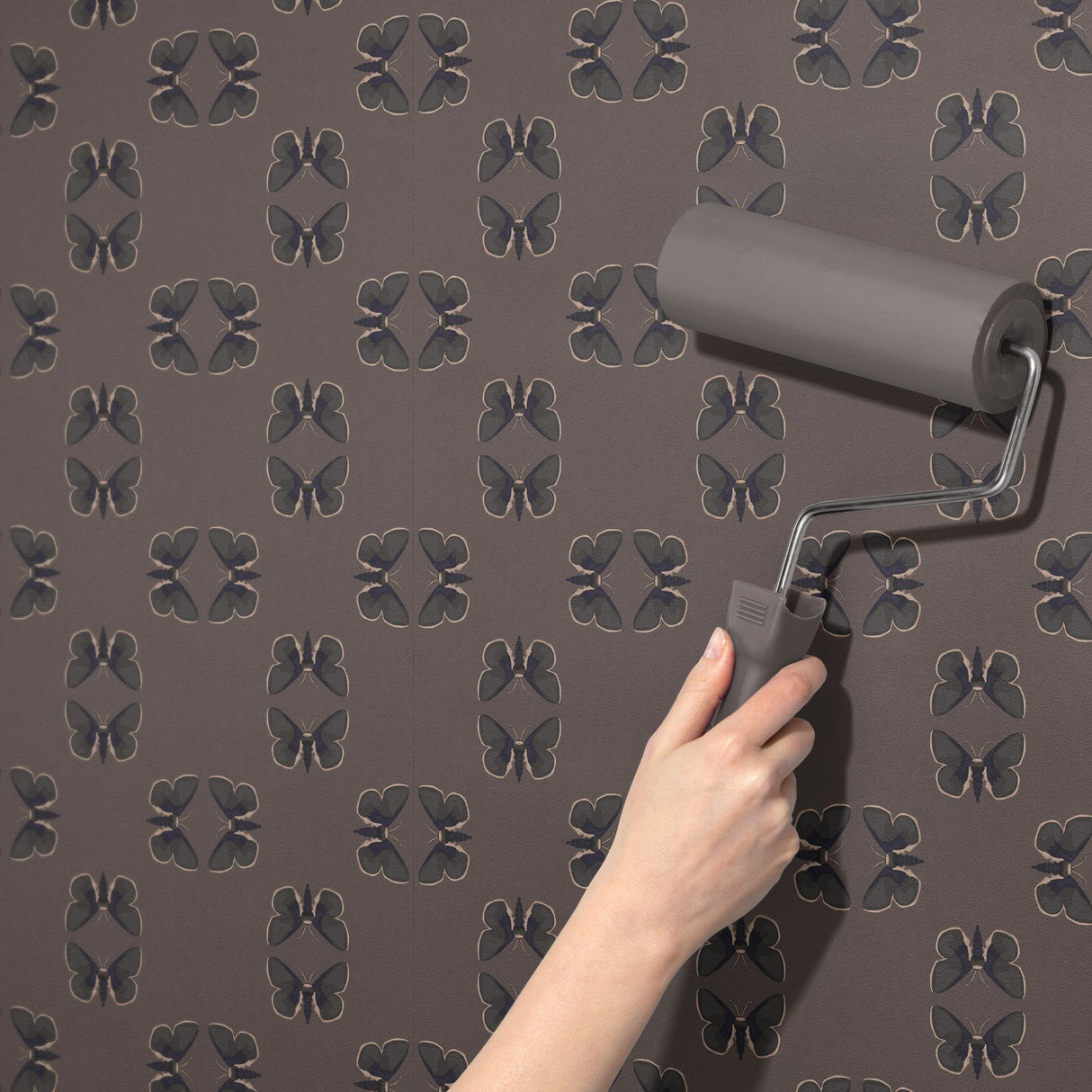Unlit Wings | Moody Muted Brown Geometric Moth Wallpaper Wallpaper Sckribbles