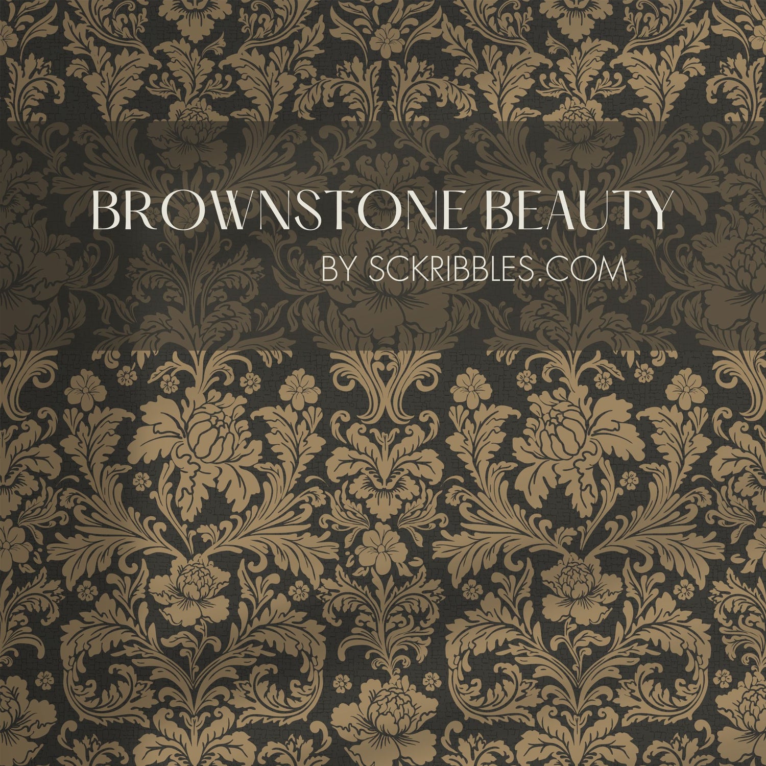 Brownstone Beauty | Neutral Brown Elegant Damask Wallpaper Wallpaper Sckribbles
