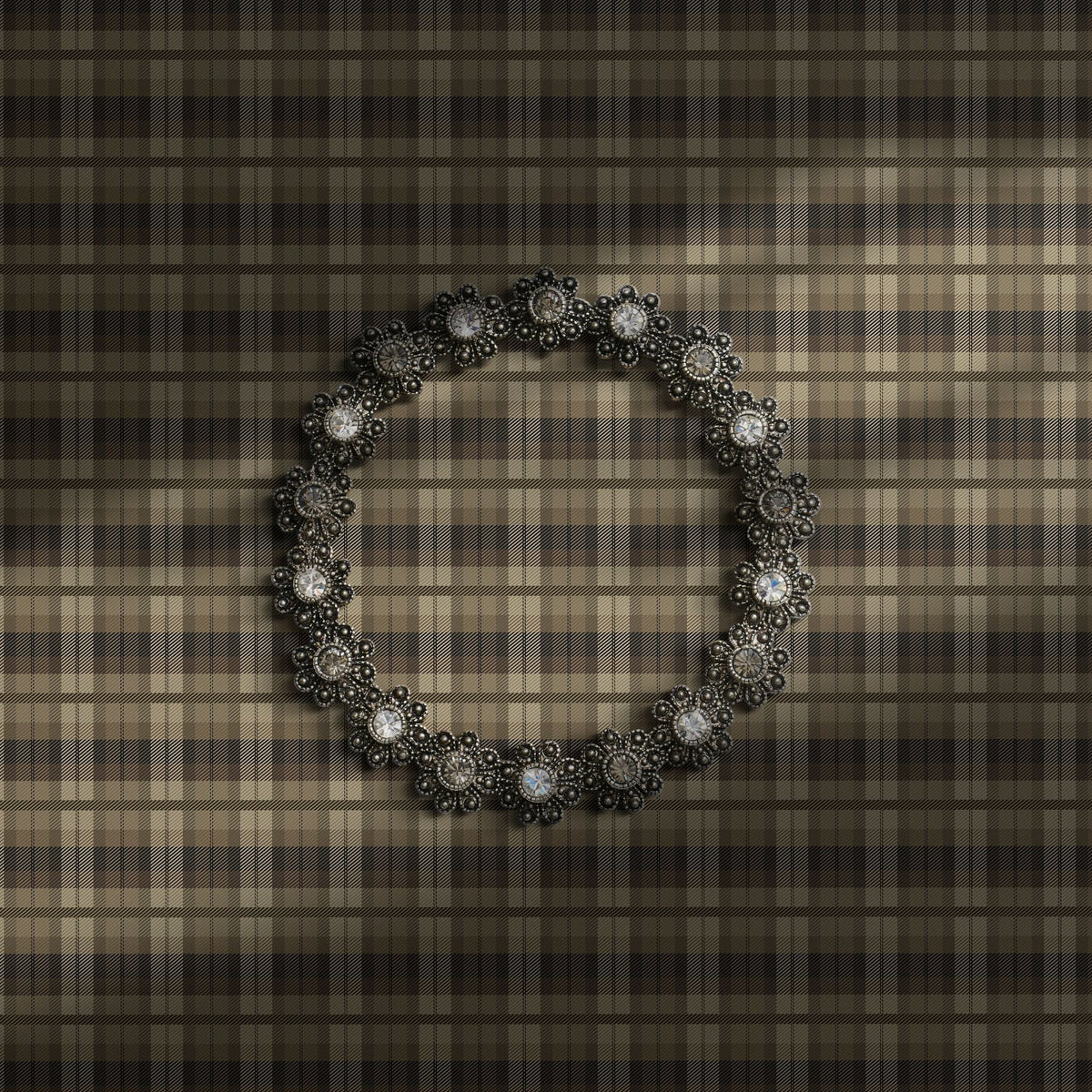 Brown plaid wallpaper.