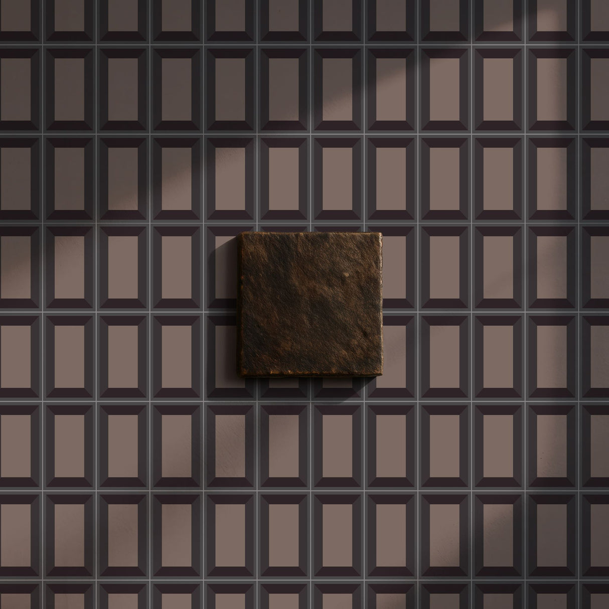 Boxed Brilliance | Brown Geometrical Rectangular Masculine Wallpaper Wallpaper Sckribbles