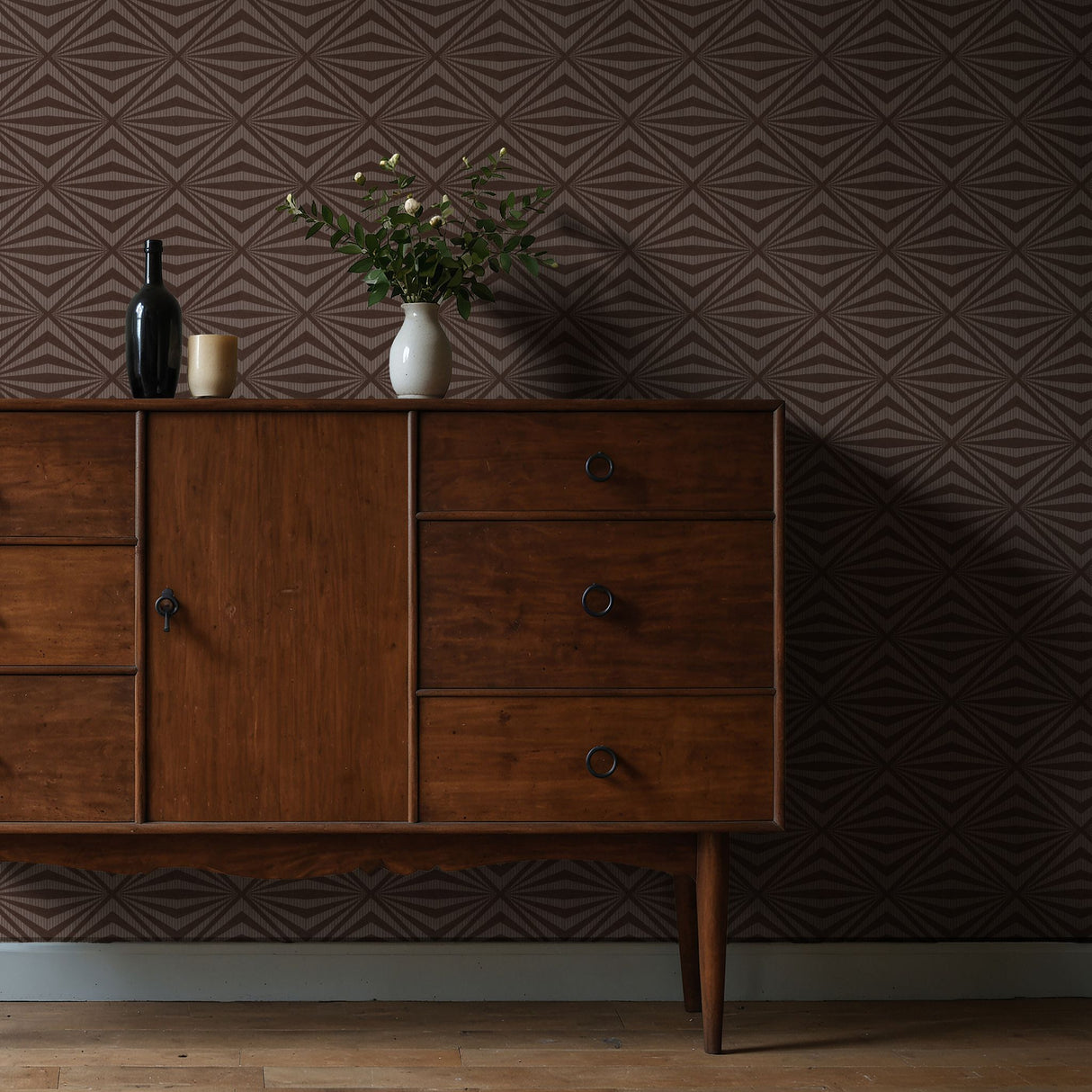 Spike Theory | Brown Geometrical Masculine Art Deco Wallpaper Wallpaper Sckribbles