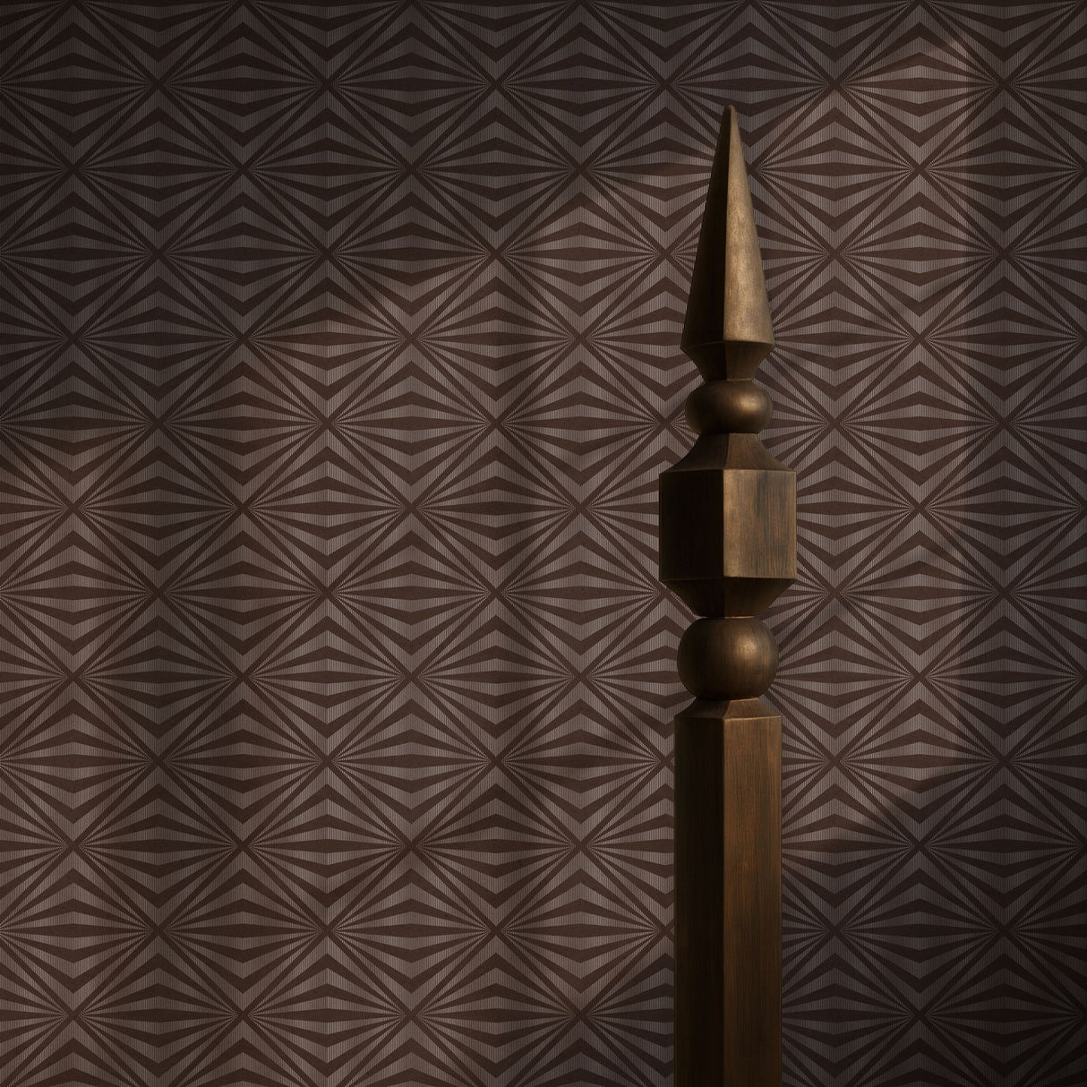 Spike Theory | Brown Geometrical Masculine Art Deco Wallpaper Wallpaper Sckribbles