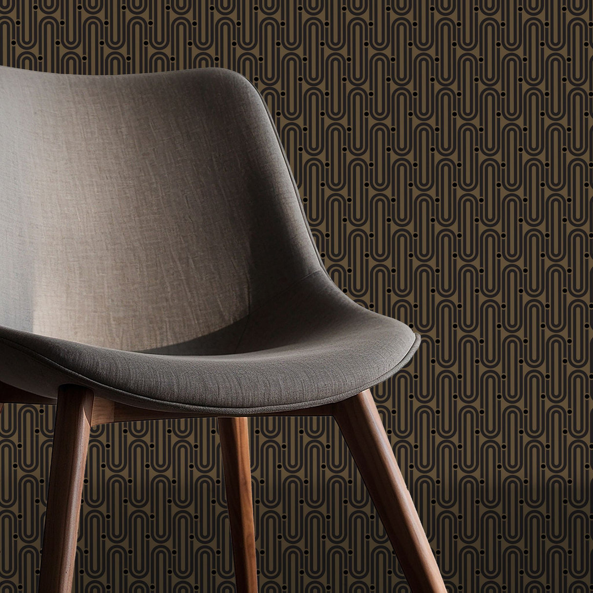 Deco Mod | Brown Geometrical Ellipse Art Deco Wallpaper Wallpaper Sckribbles