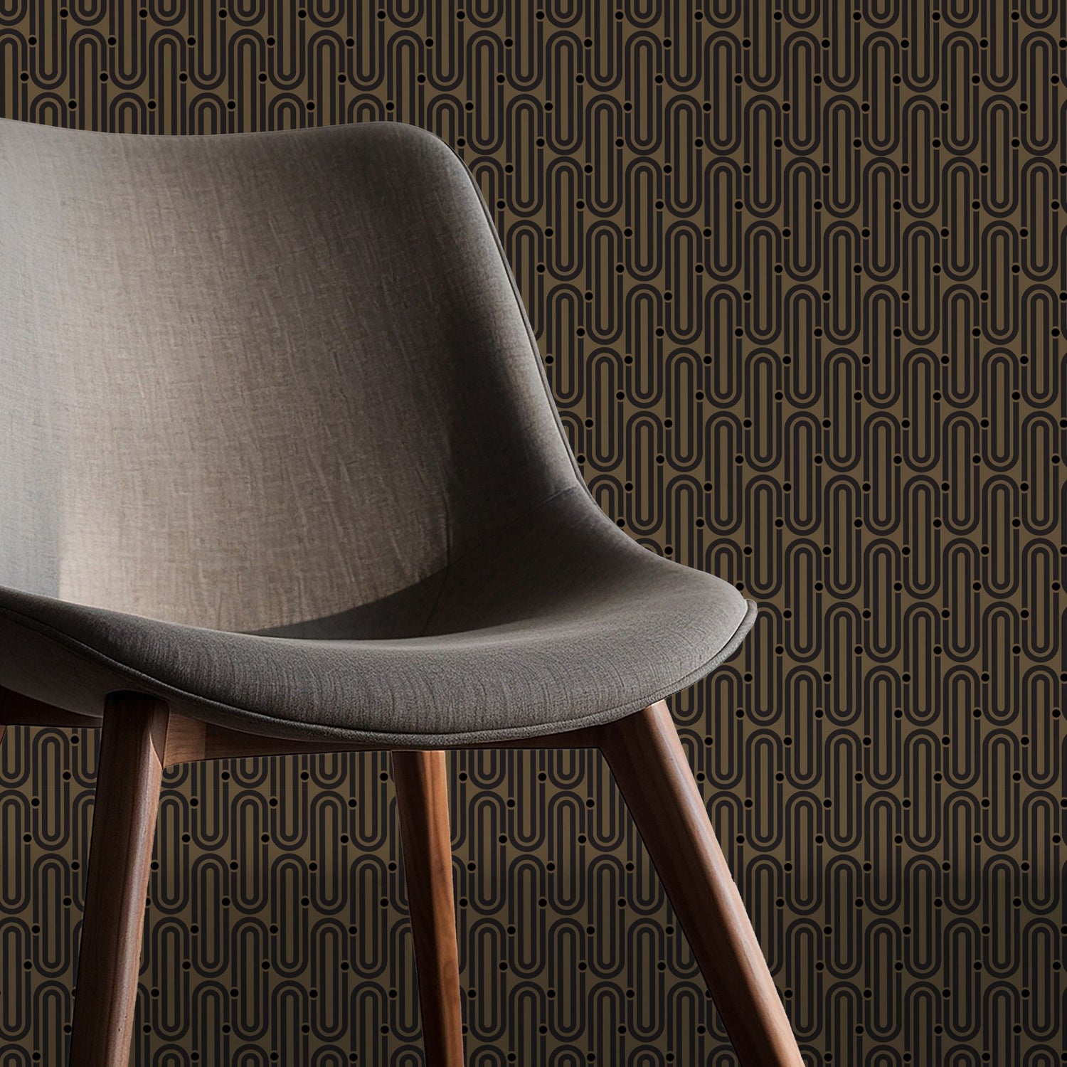 Deco Mod | Brown Geometrical Ellipse Art Deco Wallpaper Wallpaper Sckribbles