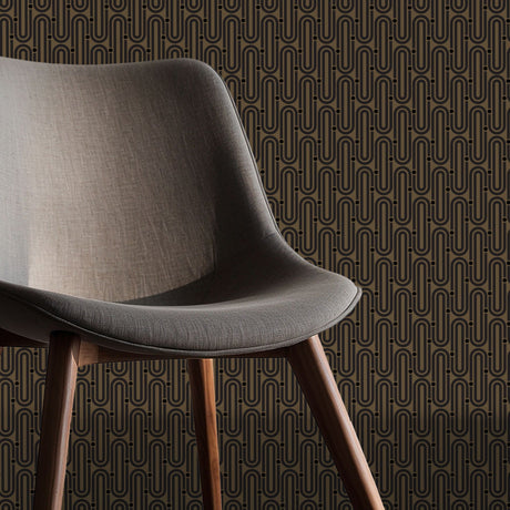 Deco Mod | Brown Geometrical Ellipse Art Deco Wallpaper Wallpaper Sckribbles