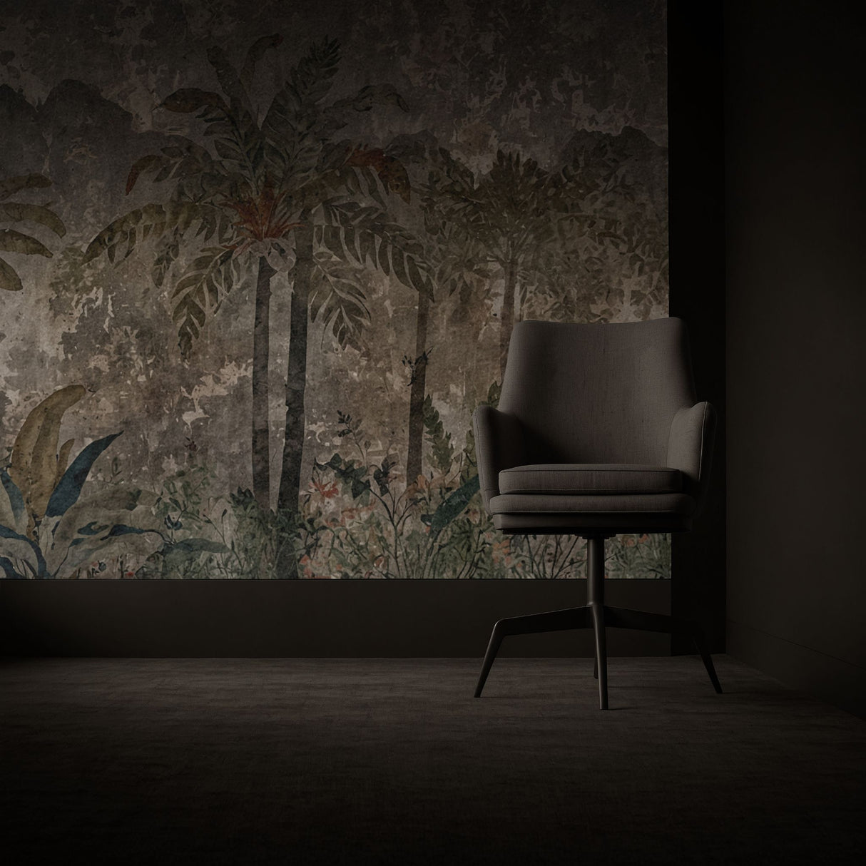 Vintage Tropicana | Neutral Weathered Tropical Palm Trees Wallpaper Mural Wallpaper Mural Sckribbles