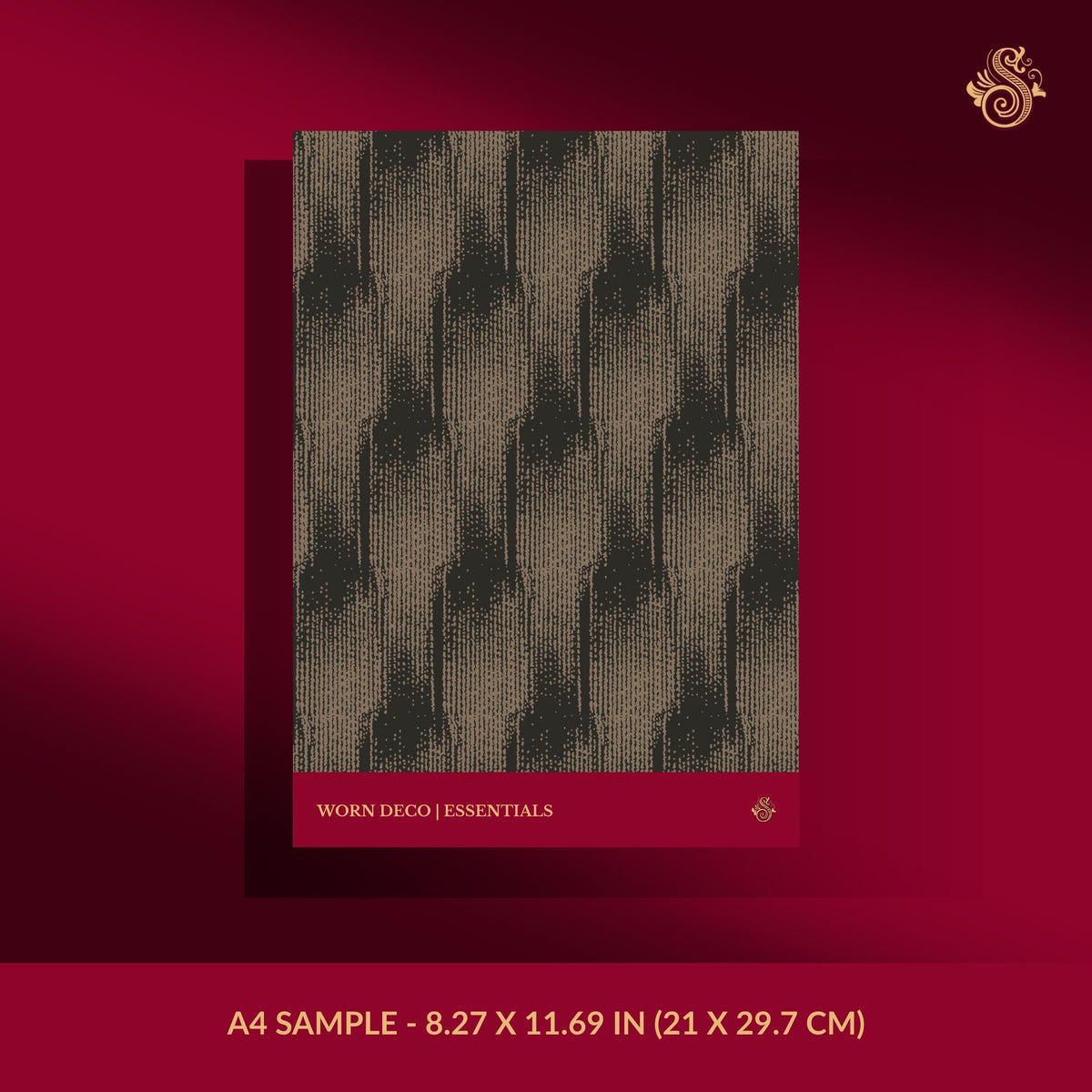 Brown abstract Art Deco wallpaper sample.