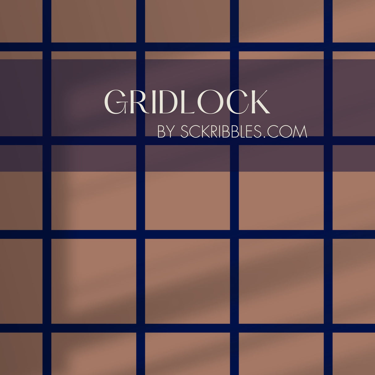 Gridlock | Brown & Blue Mesh Grid Geometrical Wallpaper Wallpaper Sckribbles