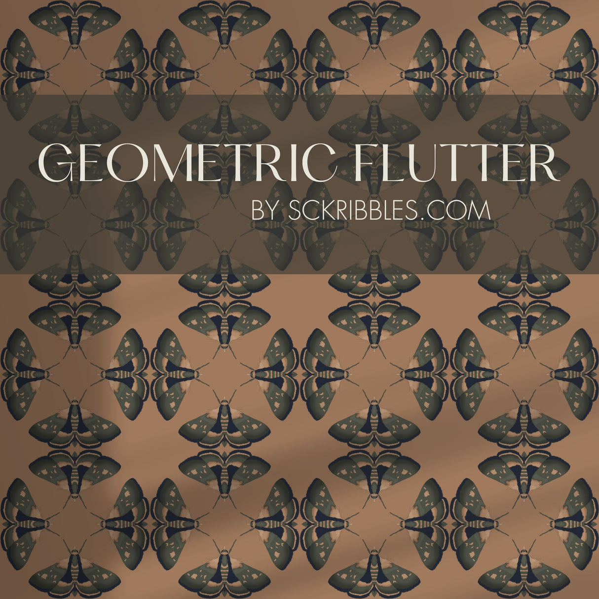 Moth Matrix | Moody Dark Academia Geometrical Moth Wallpaper Wallpaper Sckribbles Traditional - (Non-Woven) Sample 14'' x 14'' / 35 x 35 cm Geometric Flutter