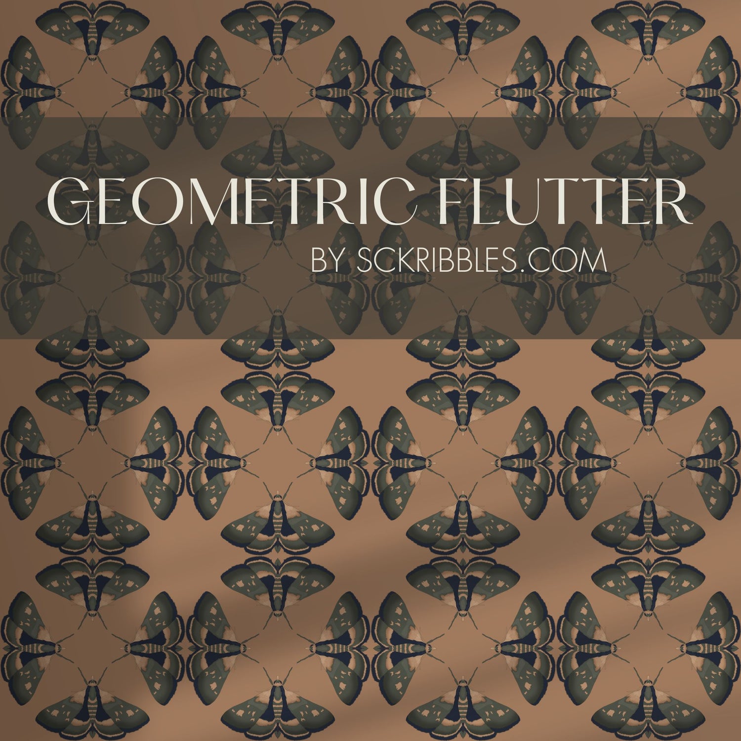 Moth Matrix | Moody Dark Academia Geometrical Moth Wallpaper Wallpaper Sckribbles Traditional - (Non-Woven) Sample 14'' x 14'' / 35 x 35 cm Geometric Flutter