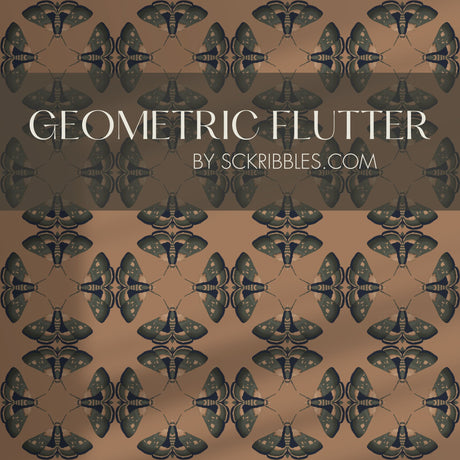 Moth Matrix | Moody Dark Academia Geometrical Moth Wallpaper Wallpaper Sckribbles Traditional - (Non-Woven) Sample 14'' x 14'' / 35 x 35 cm Geometric Flutter