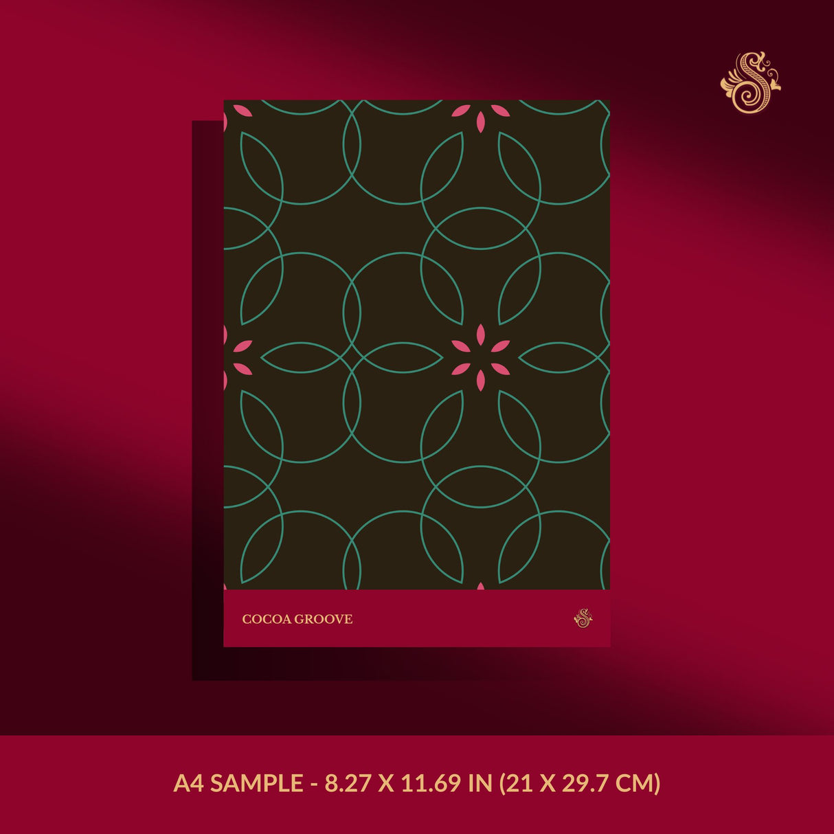 Bloomatrix | Geometrical Floral Retro Wallpaper Wallpaper Sckribbles Signature - Premium Non-Woven A4 Sample - 8.27 × 11.69 in (21 × 29.7 cm) Cocoa Groove
