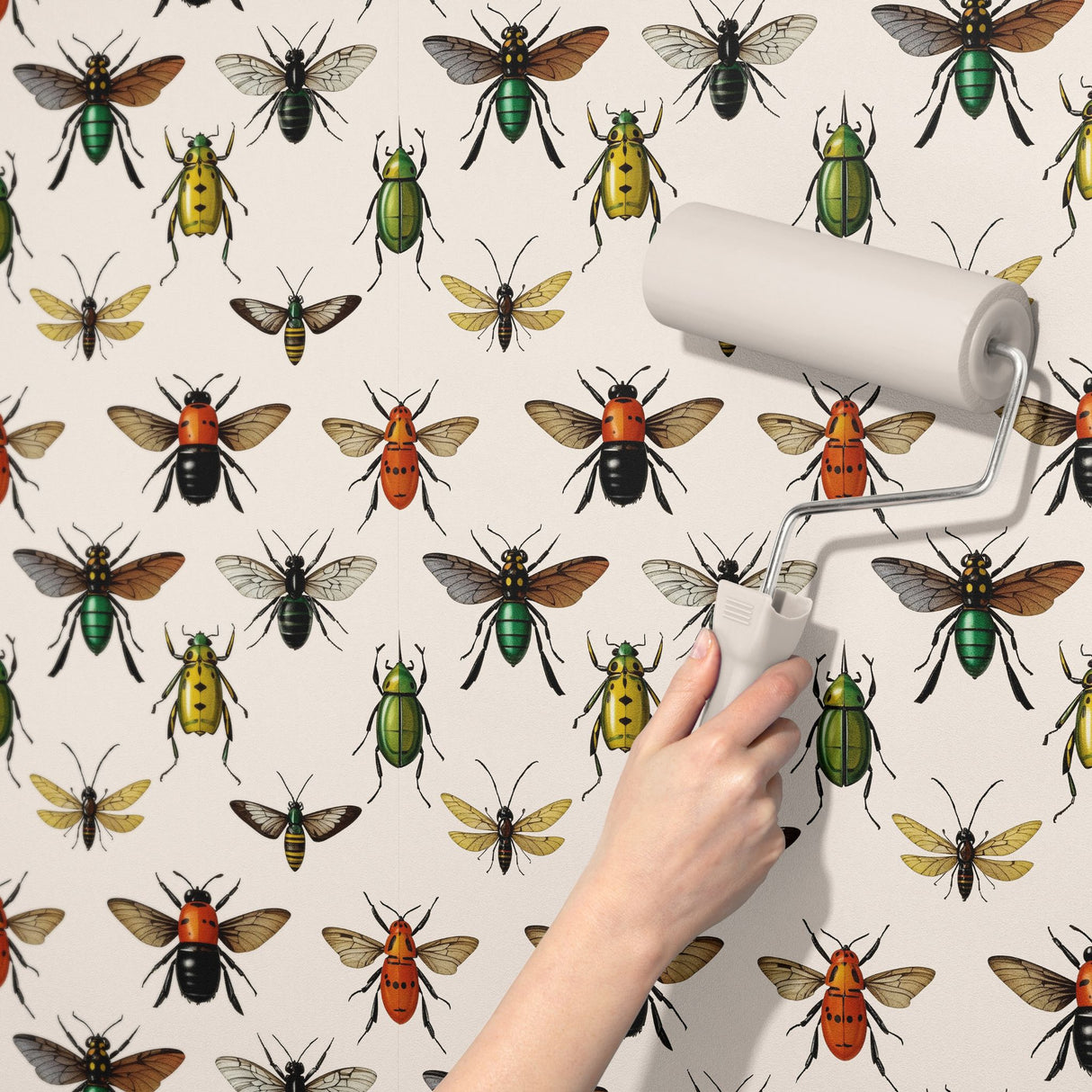 Bug Motif | Fun Light Vintage Insect Wallpaper Wallpaper Sckribbles