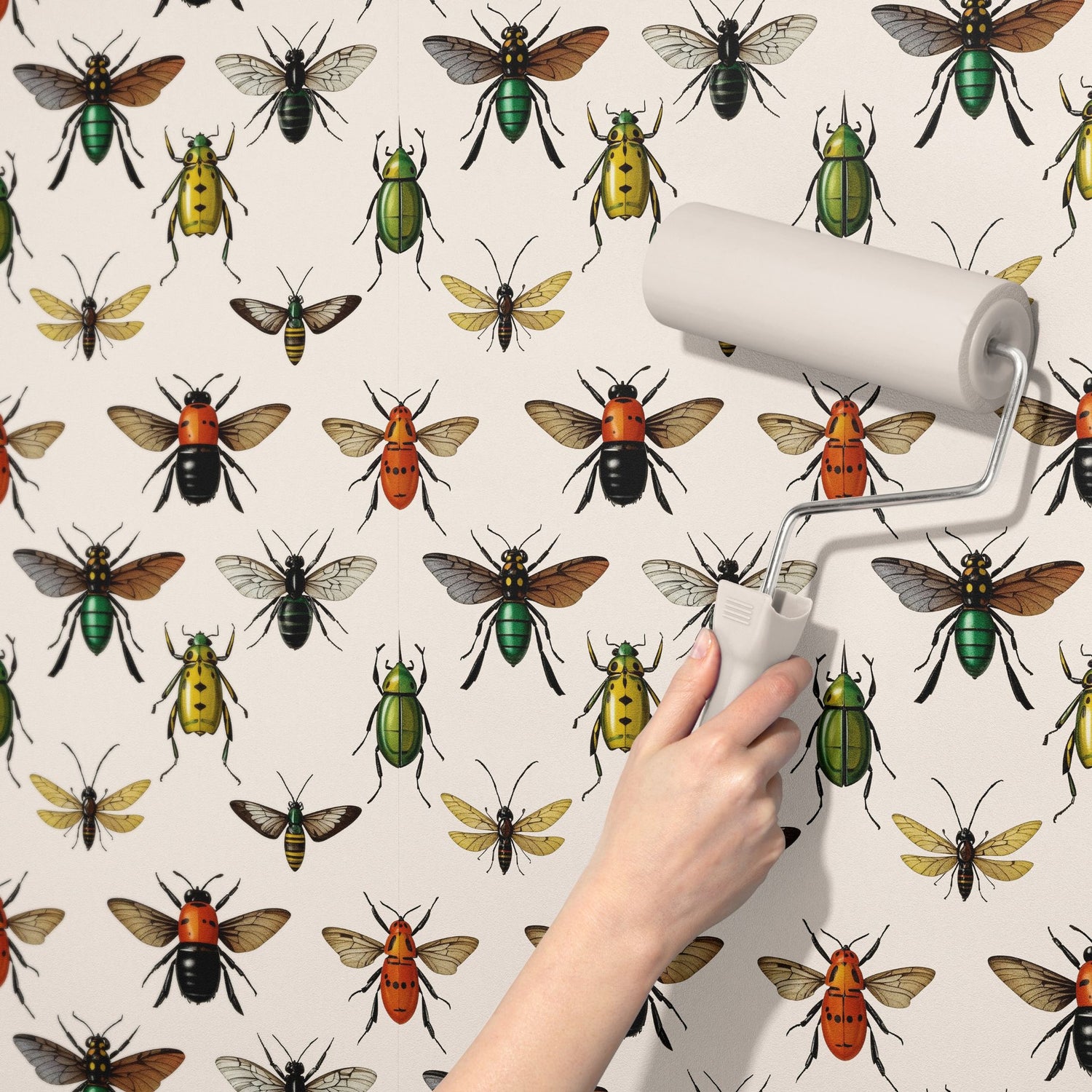 Bug Motif | Fun Light Vintage Insect Wallpaper Wallpaper Sckribbles