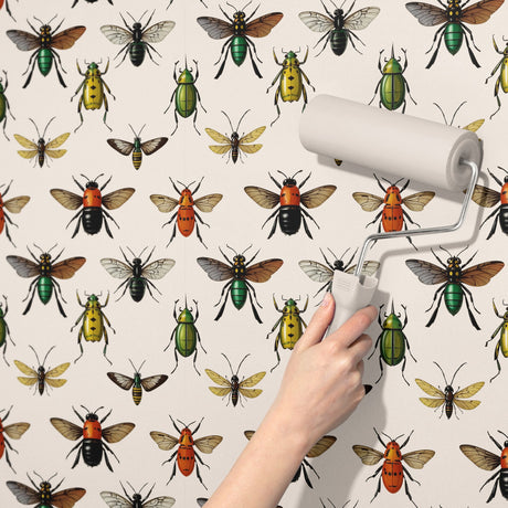 Bug Motif | Fun Light Vintage Insect Wallpaper Wallpaper Sckribbles