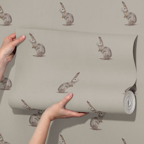 Bunny Bliss | Sweet Cute Neutral Rabbit Nursery Wallpaper Wallpaper Sckribbles