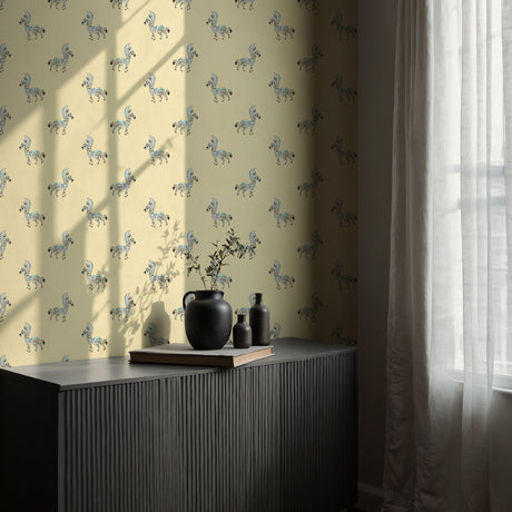 Safari Butter | Light Butter Yellow Zebra Nursery Wallpaper Wallpaper Sckribbles