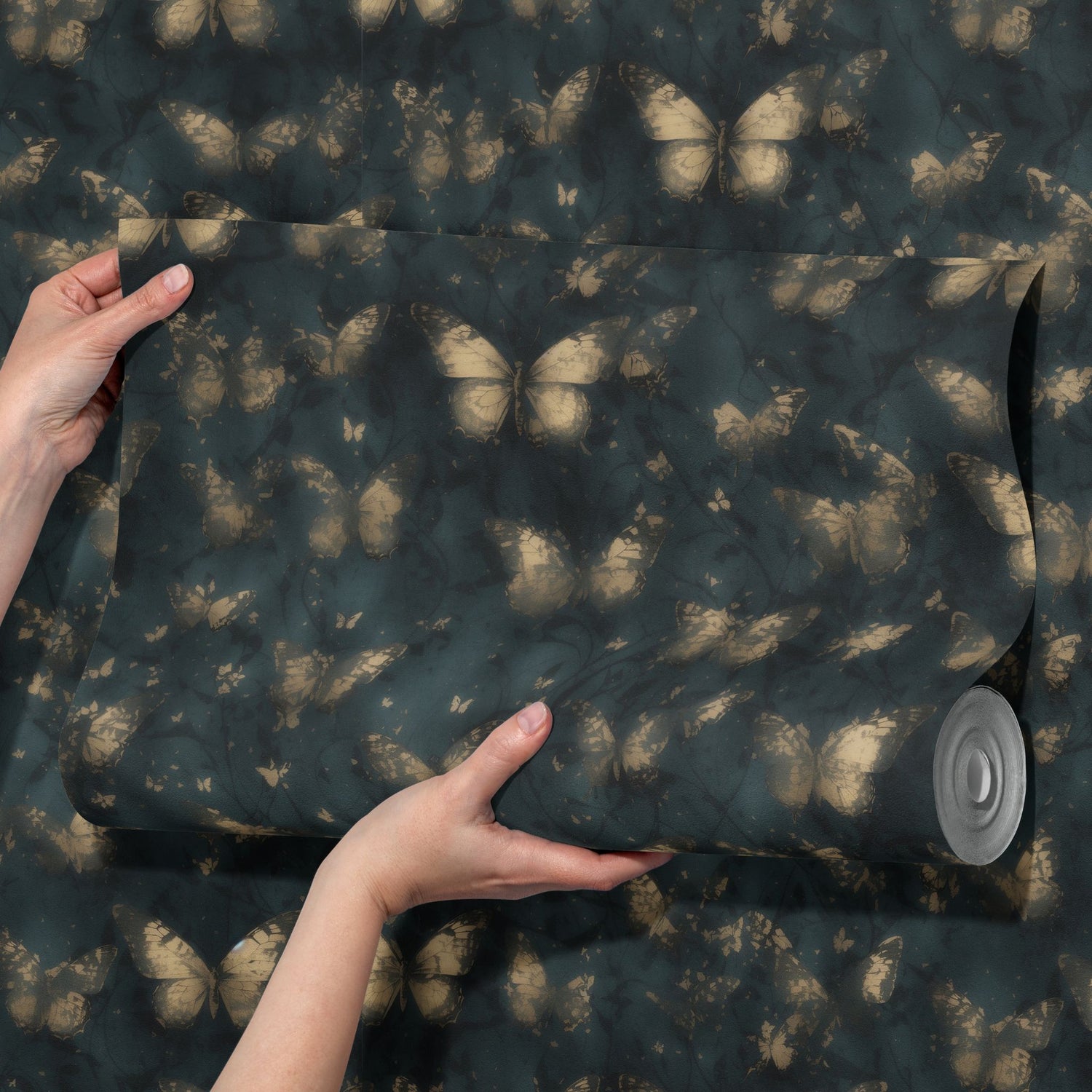 Whimsical Wings | Dark Nursery Butterfly Wallpaper Wallpaper Sckribbles