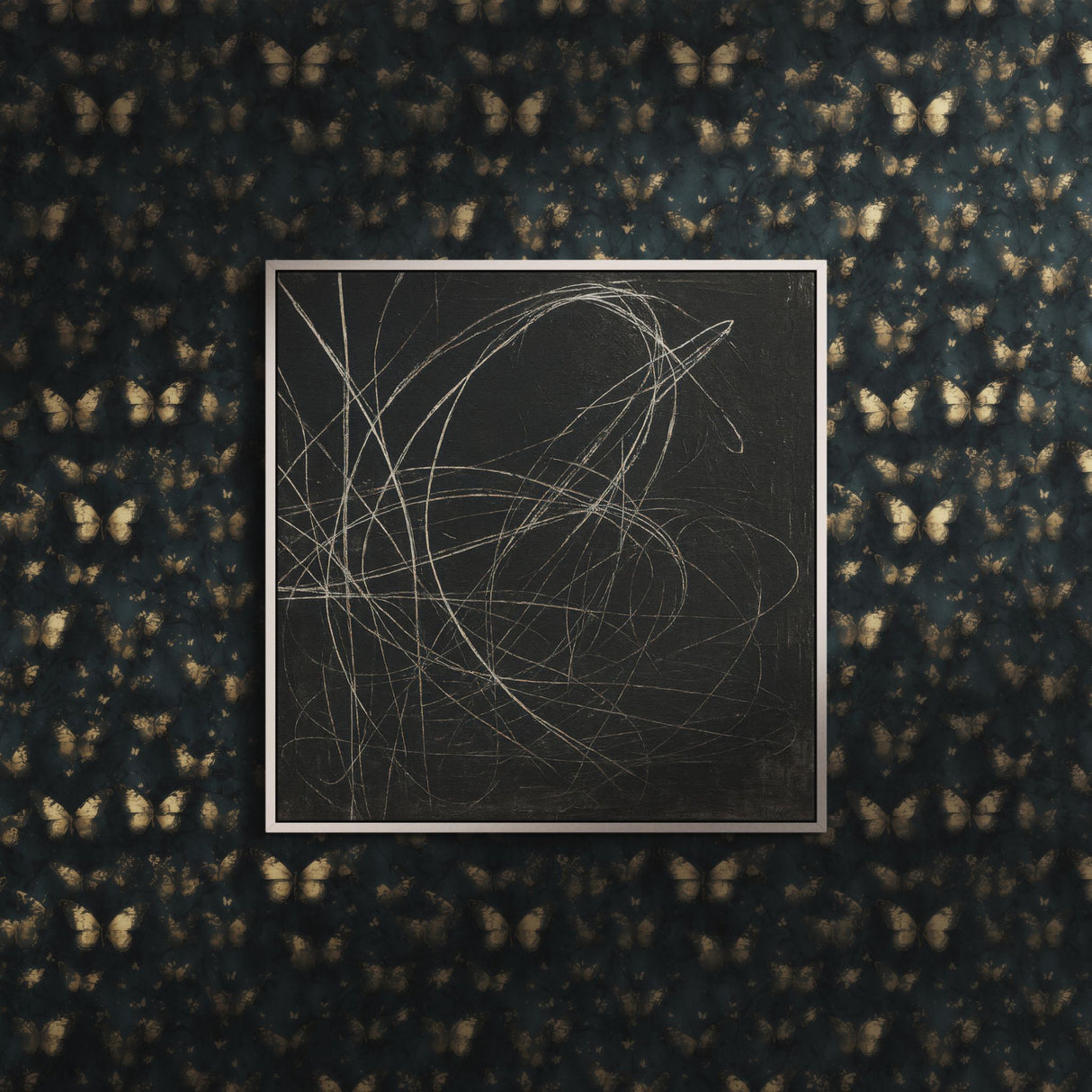 Whimsical Wings | Dark Nursery Butterfly Wallpaper Wallpaper Sckribbles