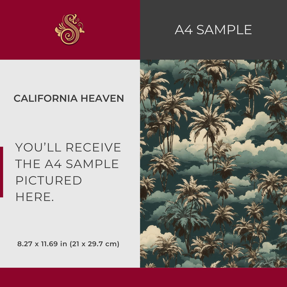 California Heaven | Jade Green Tropical Palm Tree Wallpaper