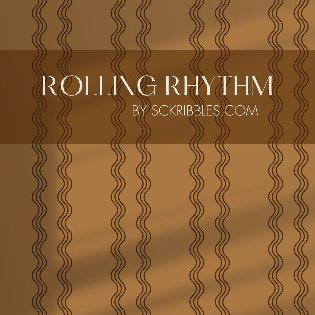 Rolling Rhythm | Caramel Brown & Black Wavy Vertical Striped Wallpaper Wallpaper Sckribbles