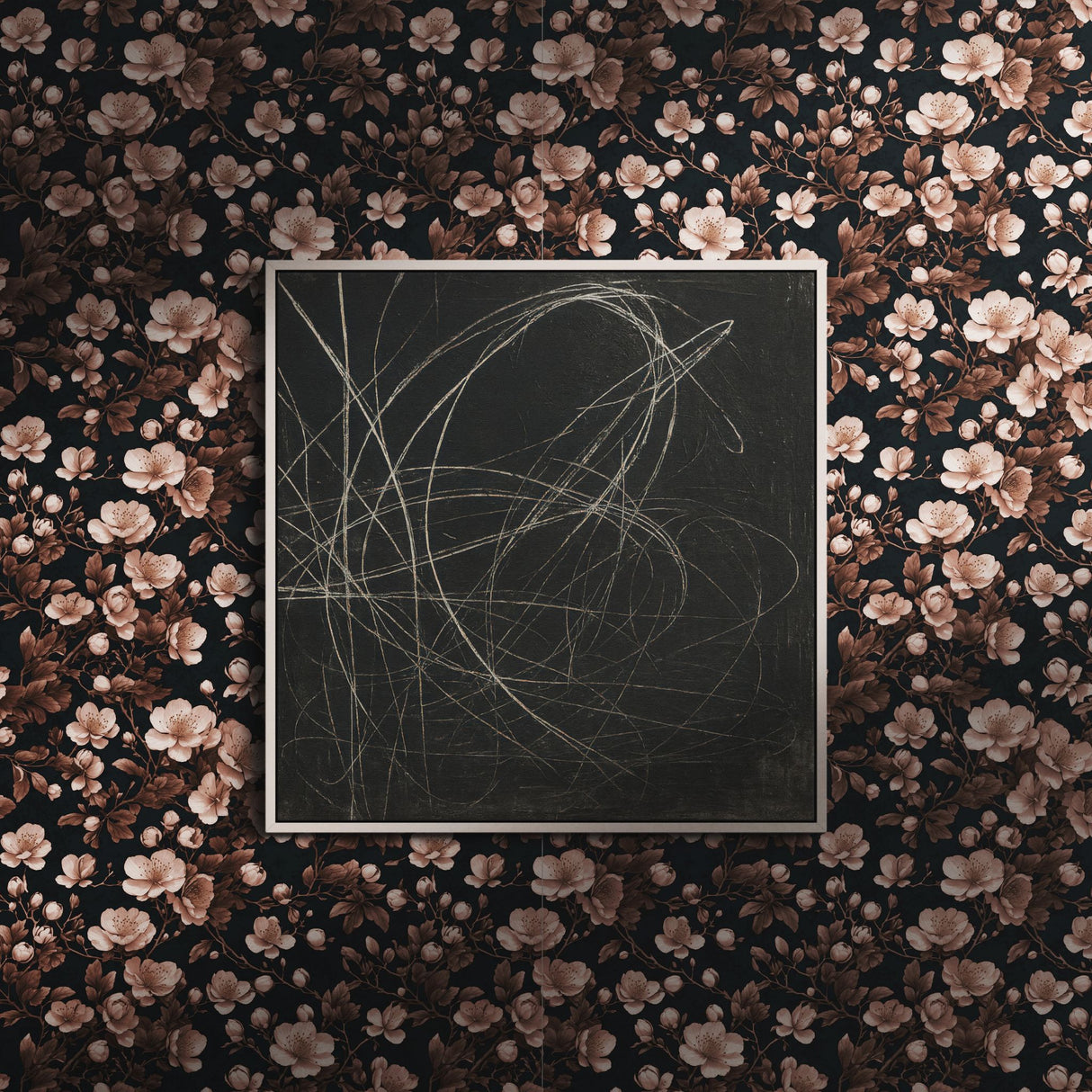 Sweet Blooms | Pink & Black Chinoiserie Cherry Blossom Wallpaper Wallpaper Sckribbles