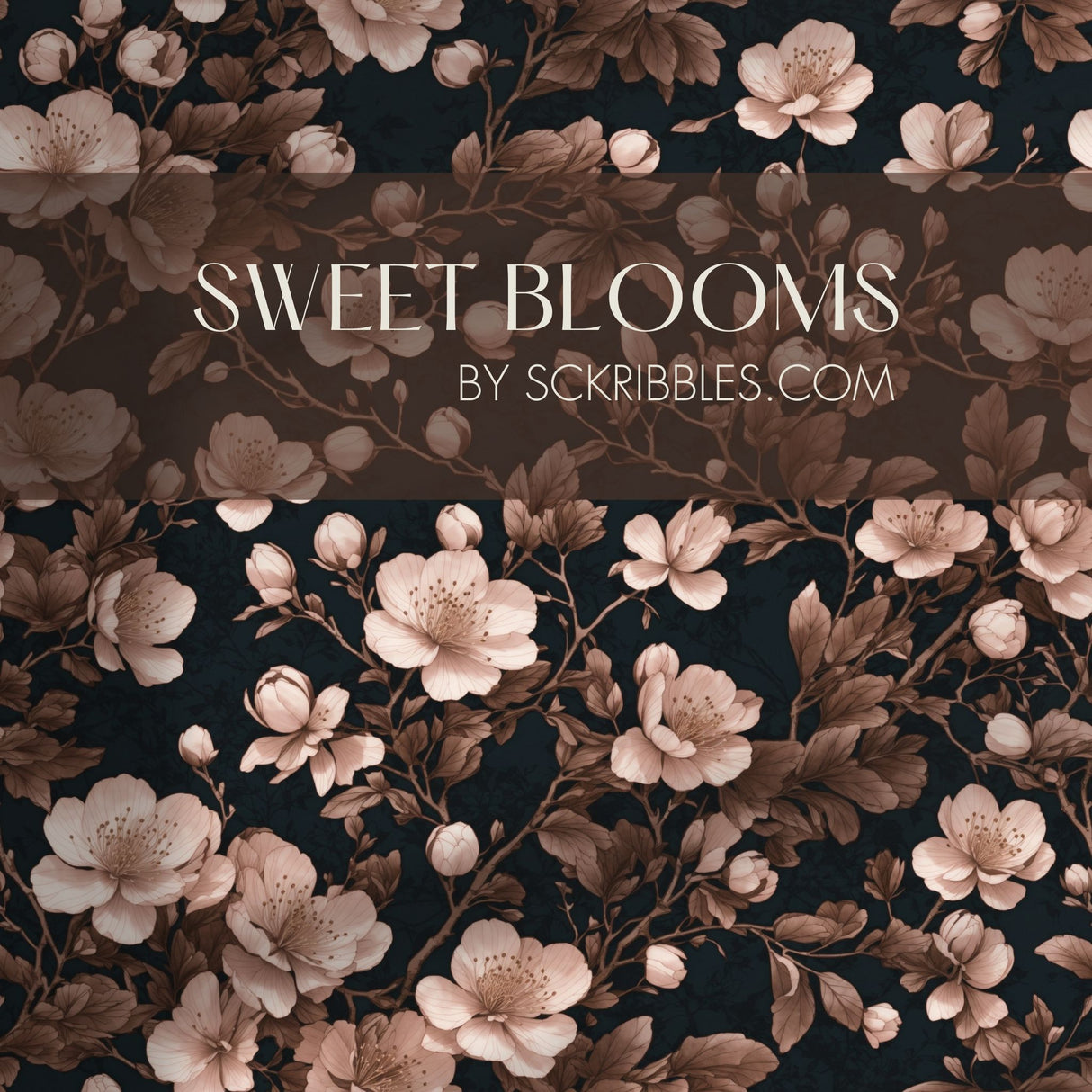 Sweet Blooms | Pink & Black Chinoiserie Cherry Blossom Wallpaper Wallpaper Sckribbles