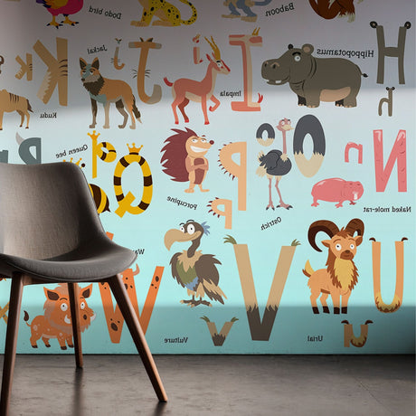 Jungle ABCs | Children's Animal Alphabet Educational Wallpaper Mural Wallpaper Mural Sckribbles