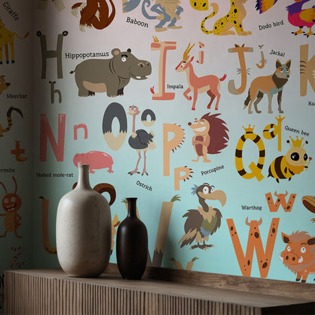 Jungle ABCs | Children's Animal Alphabet Educational Wallpaper Mural Wallpaper Mural Sckribbles
