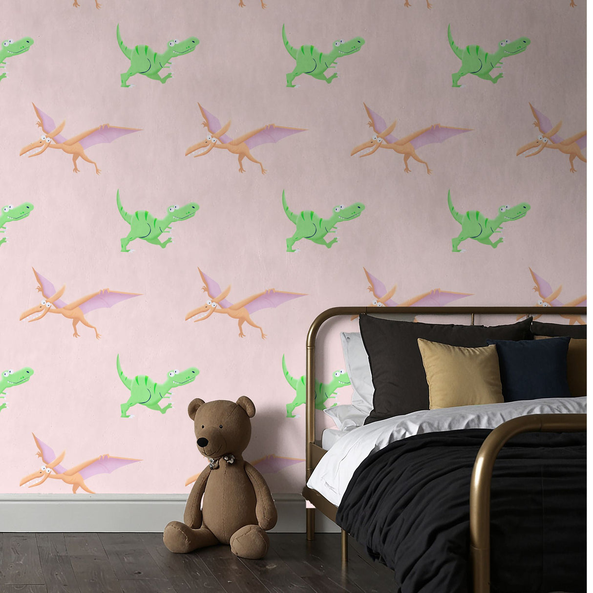 Roar & Explore | Cute Children's Bedroom T-Rex Dinosaur Wallpaper Wallpaper Sckribbles
