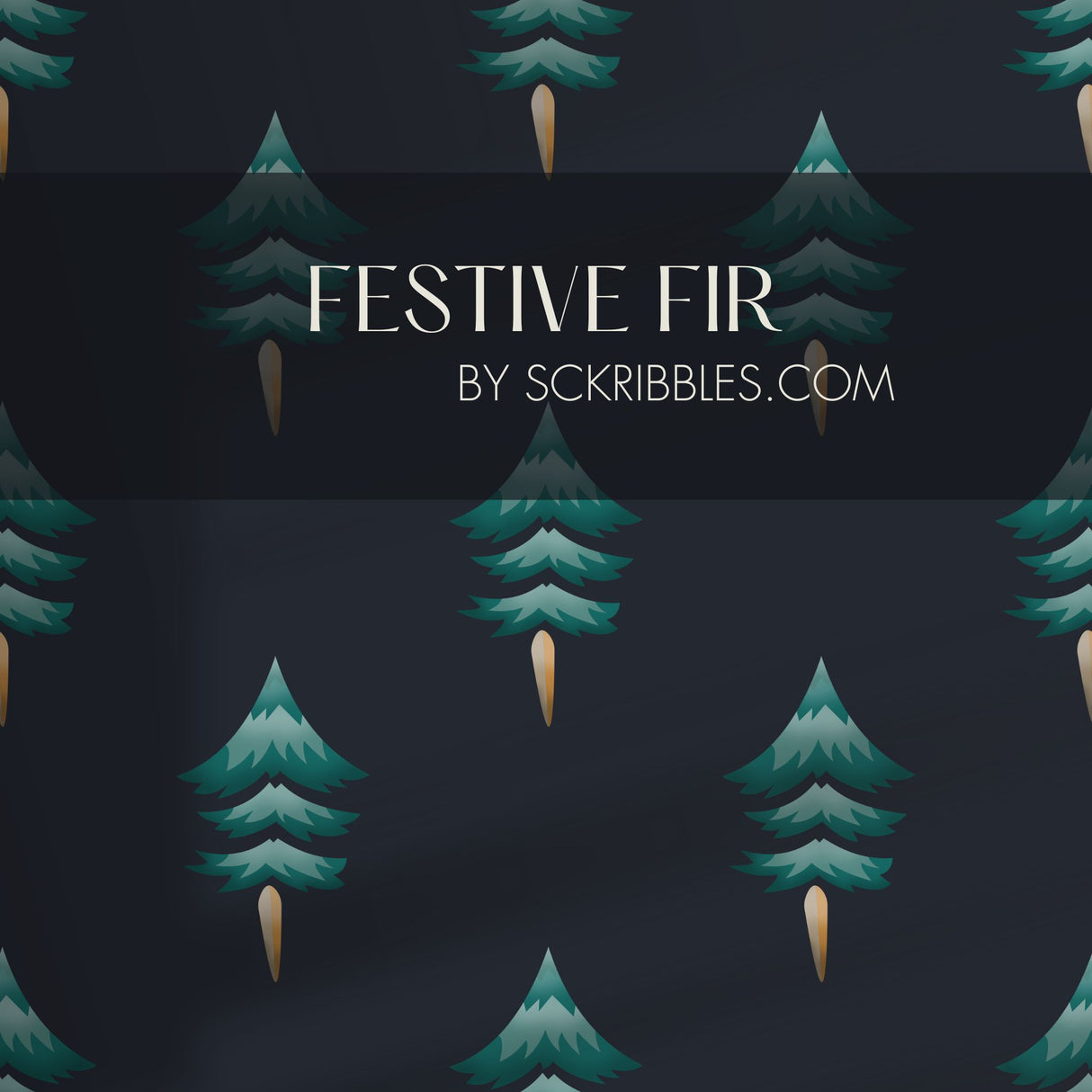 Festive Fir | Green & Blue Christmas Tree Holiday Wallpaper Wallpaper Sckribbles