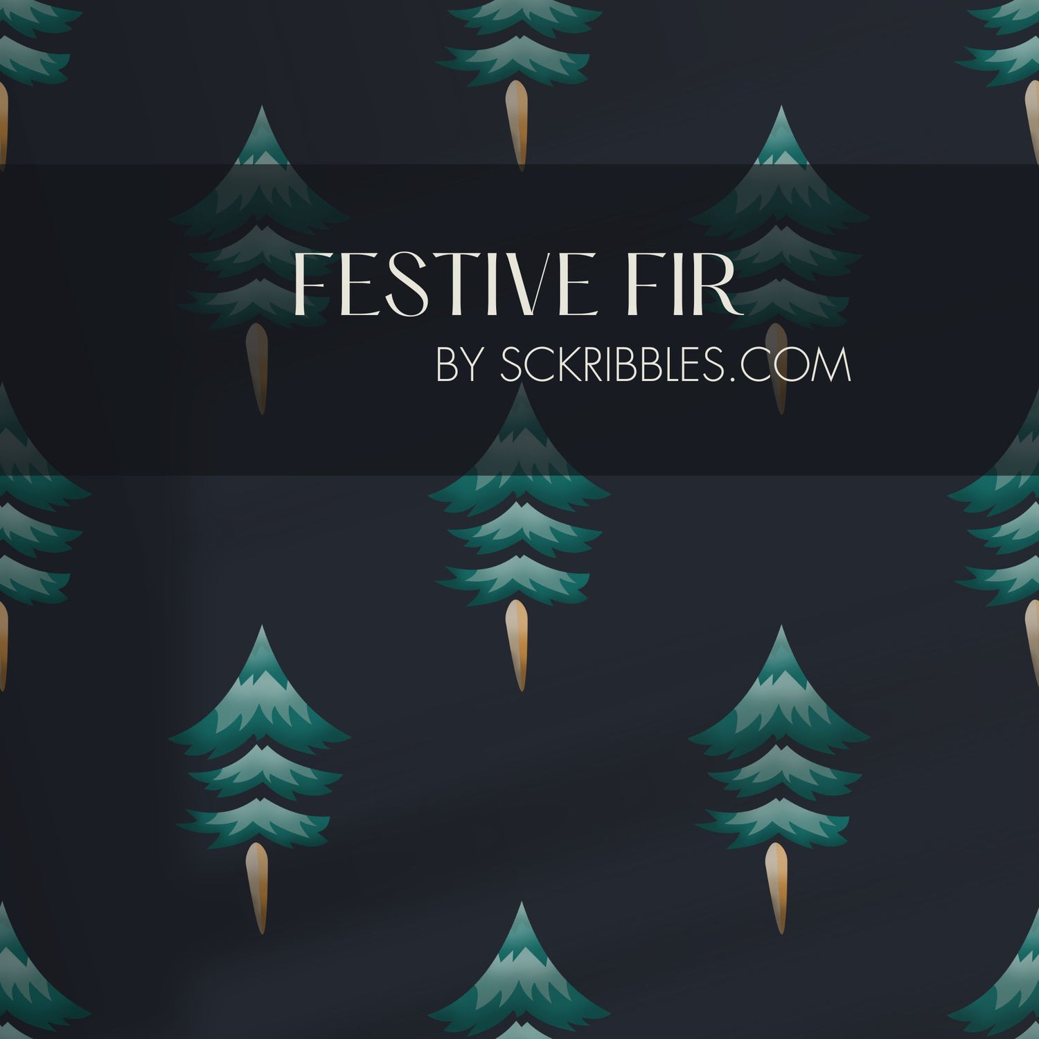 Festive Fir | Green & Blue Christmas Tree Holiday Wallpaper Wallpaper Sckribbles
