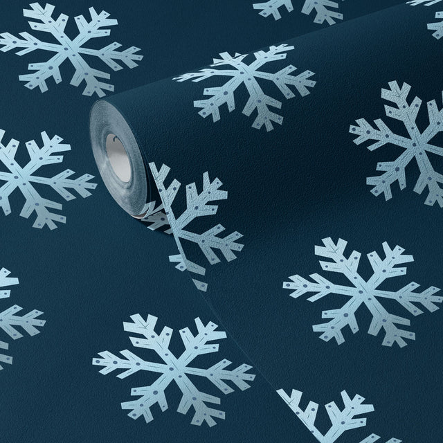Frozen Sparkle | Blue Christmas Holiday Snowflake Wallpaper Wallpaper Sckribbles