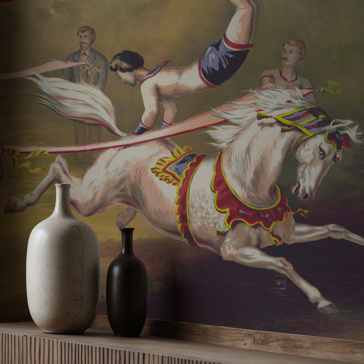 Jesters & Steeds | Playful Vintage Circus Horses Wallpaper Mural Wallpaper Mural Sckribbles