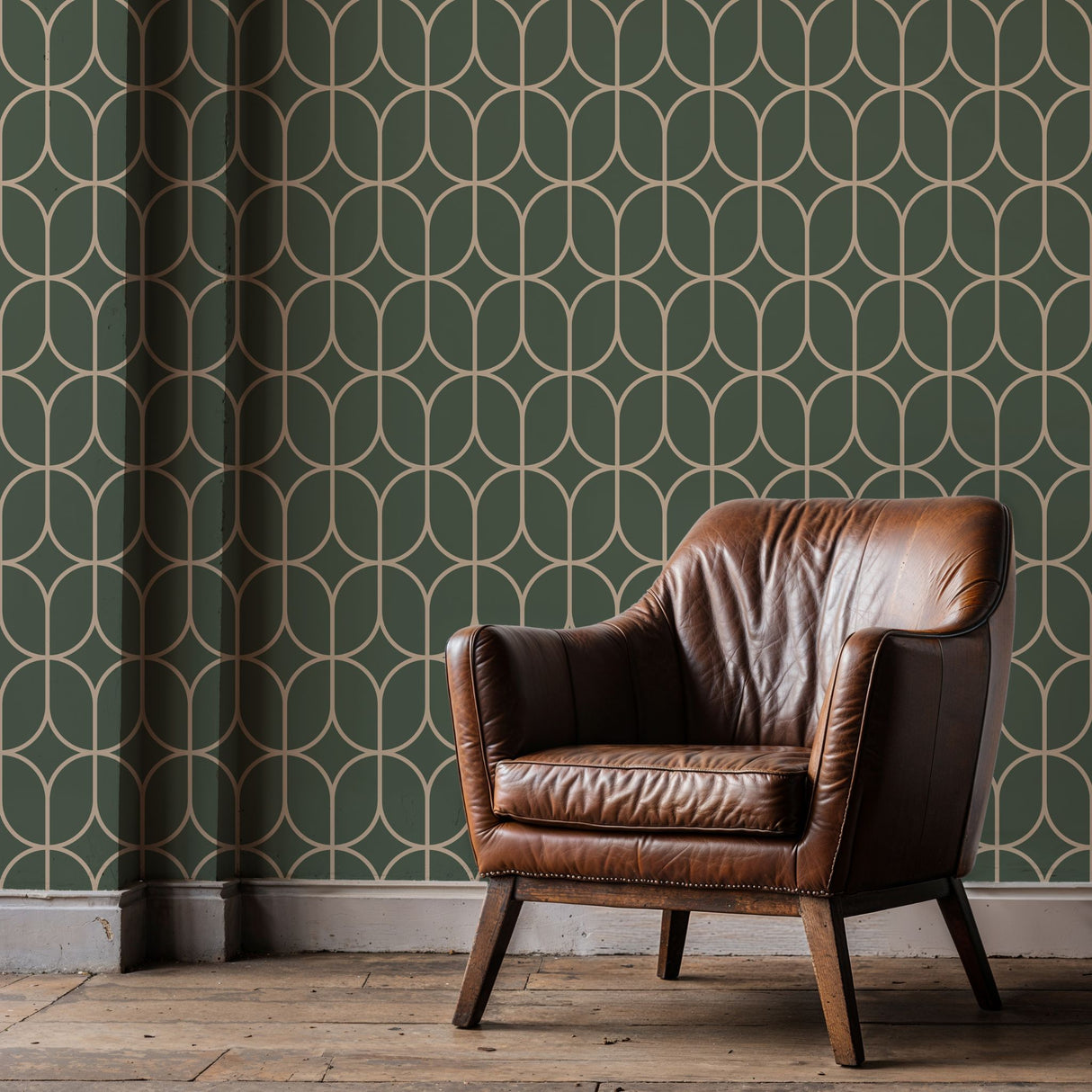 Oblong Intersect | Elegant Classic Geometrical Art Deco Wallpaper Wallpaper Sckribbles