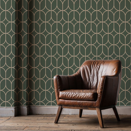 Oblong Intersect | Elegant Classic Geometrical Art Deco Wallpaper Wallpaper Sckribbles